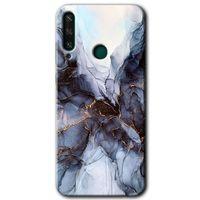 Potkal Hediye Fabrikası Huawei Y6P HD Baskılı Kılıf + 9D Tam Ekran Koruyucu - Otantik Mermer