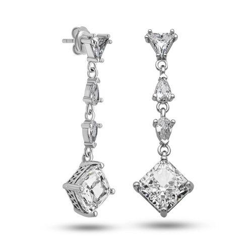 Gümüş Ice Cut Zirkon Taşlı Işıltılı Kadın Küpe