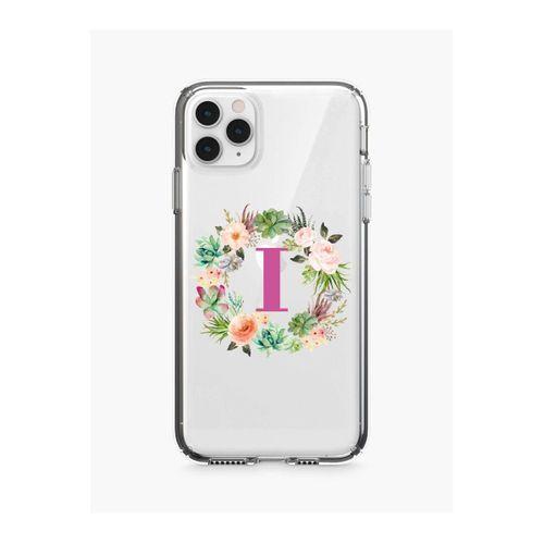Mor Çiçekli I Harfli Şeffaf iPhone 11 Pro Telefon Kılıfı