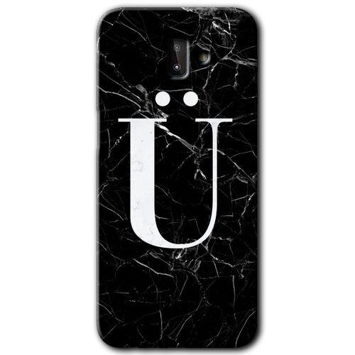 Samsung Galaxy J8 HD Baskılı Kılıf + 9D Tam Ekran Koruyucu - Siyah Mermer Desenli Ü Harfi