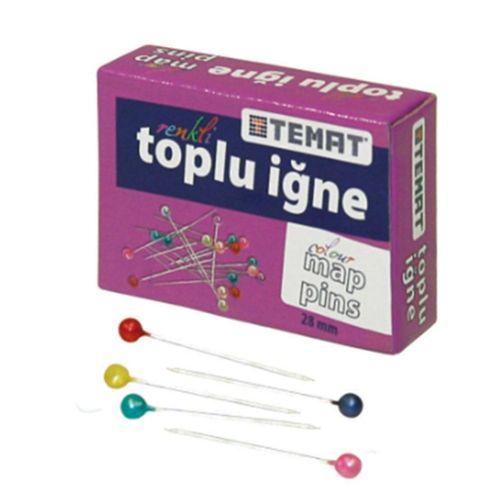 Temat Renkli Toplu İğne 25mm 25Li - 3 kutu