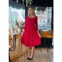 Kadın Kare Yaka Truvakar Kol Fırsat ürün Midi Boy Elbise