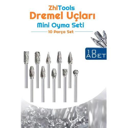 Zhltools Dremel Uyumlu Mini Oyma Gravür Uç Seti 10lu Tungsten Karbür, Ahşap, Metal, Plastik için