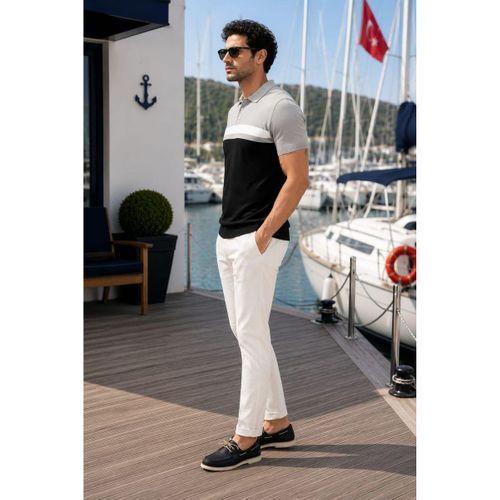 ALEXANDERGARDI Polo Yaka Düğmeli Renk Bloklu Triko T-shirt