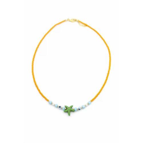 Boncuk Deniz Yıldzı Kolye - Turuncu