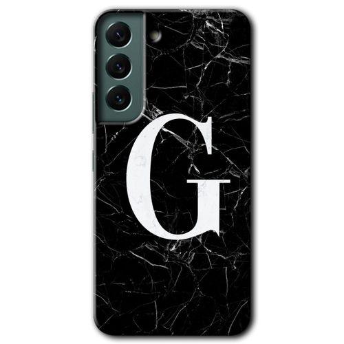 Galaxy S22 Plus Kılıf HD Desen Baskılı Arka Kapak - Siyah Mermer Desenli G Harfi