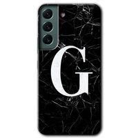Galaxy S22 Plus Kılıf HD Desen Baskılı Arka Kapak - Siyah Mermer Desenli G Harfi