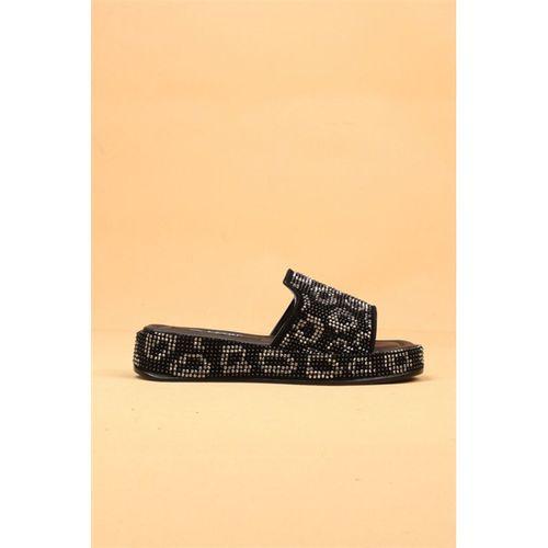 Leovera Taşlı Detaylı Kadın Platform Terlik