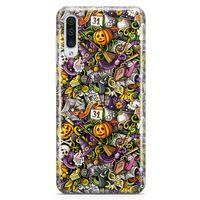 Samsung Galaxy A70 Kılıf Halloween Doodle Arka Kapak Koruma Desenli Full Koruyucu