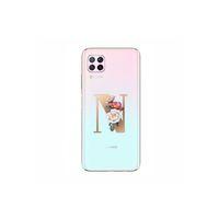 P40 Lite Şeffaf Kılıf Gold Renkli Çiçekli N Harfli Desenli