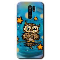 Redmi 9 Kılıf HD Desen Baskılı Arka Kapak - Owl Bird Stars + Kırılmaz Cam
