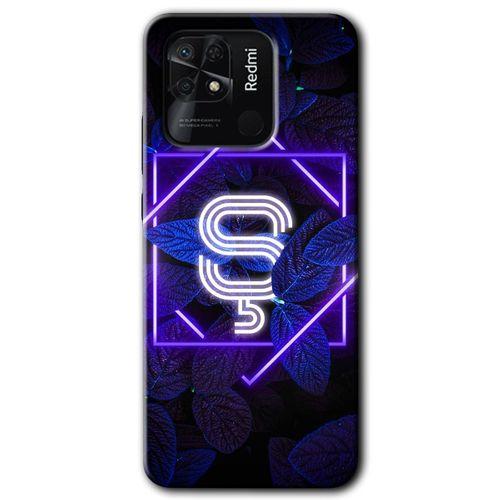 Potkal Hediye Fabrikası Xiaomi Redmi 10C Kılıf HD Desen Baskılı Arka Kapak - Dark Neon Yaprak Ş Harfi