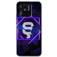 Potkal Hediye Fabrikası Xiaomi Redmi 10C Kılıf HD Desen Baskılı Arka Kapak - Dark Neon Yaprak Ş Harfi