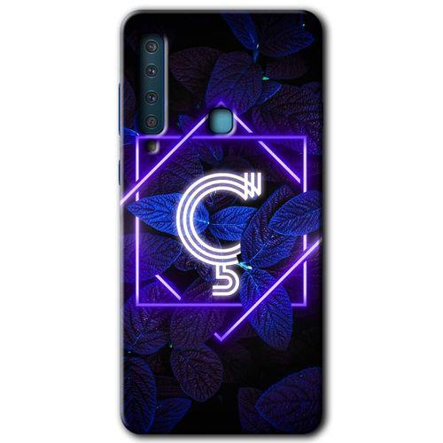 Galaxy A9 2018 Kılıf HD Desen Baskılı Arka Kapak - Dark Neon Yaprak Ç Harfi