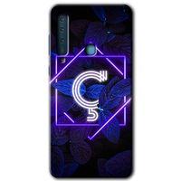 Galaxy A9 2018 Kılıf HD Desen Baskılı Arka Kapak - Dark Neon Yaprak Ç Harfi