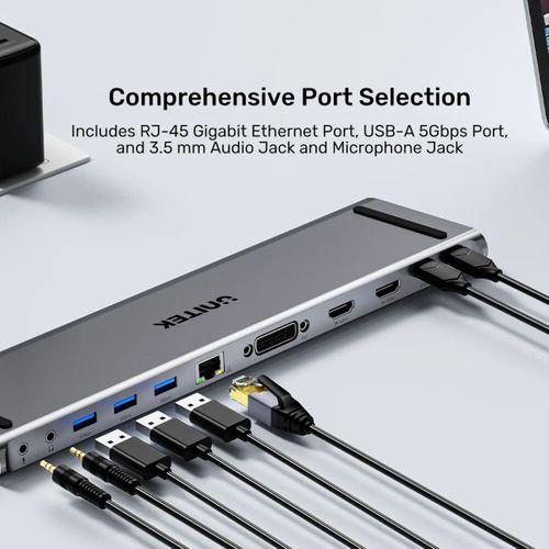 UNITEK UHUB11+ USB-C DISPLAYLINK 4K BAGLANTI ISTASYONU (D1147AGY01)