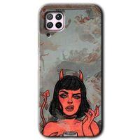 Huawei P40 Lite Kılıf HD Desen Baskılı Arka Kapak + Temperli Cam - Devil Girl