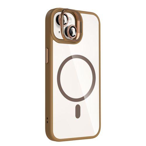 Apple iPhone 13 Kılıf Standlı ve Kamera Lens Hediyeli M-Safe Şarj Özellikli Zore Etro Kapak