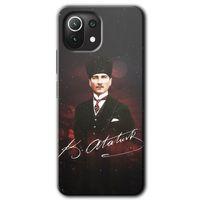 MRCİLETİSİM Xiaomi Mi 11 Lite Kılıf HD Desen Baskılı Arka Kapak + Temperli Cam - Kemal Atatürk