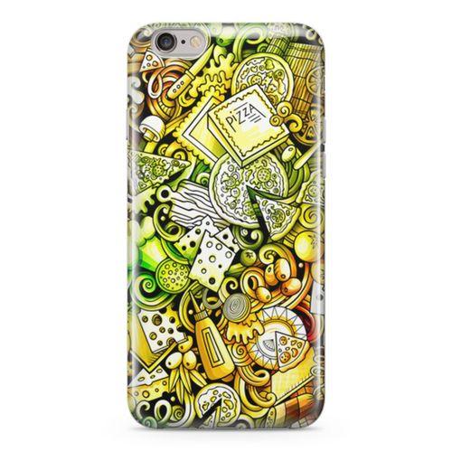 Apple iPhone 6 Plus - 6S Plus Kılıf Pizza Doodle Arka Kapak Koruma Desenli Full Koruyucu