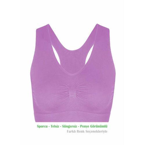 Alışveriş Meydanı Kadın Mürdüm Pedsiz Likralı Sporcu Sütyeni Büstiyeri