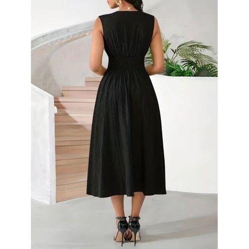 Kadın Askılı Kruvaze V Yakalı Beli Lastiklimidi Bürümcük Elbise