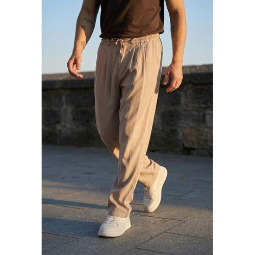 Magnus Tensel Kumaş Relaxed Fit Beli Lastikli Yazlık Erkek Pantolon - Kum Beji