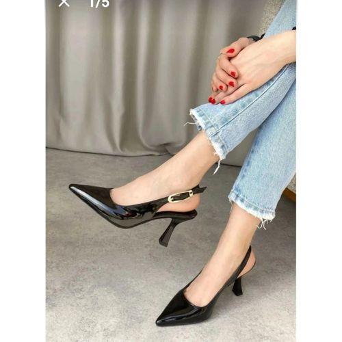 Hies Siyah Rugan Topuklu Ayakkabı