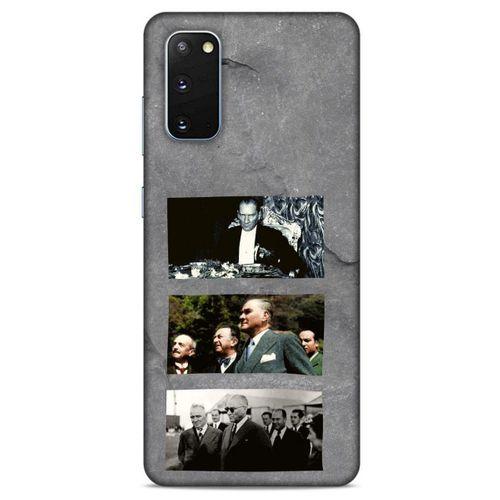 Samsung Galaxy S20 Kılıf Atatürk (12) Koruyucu Silikon Gri