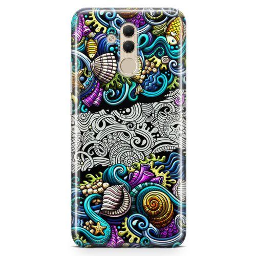 Huawei Mate 20 Lite Kılıf Deniz Mahsulleri Doodle Arka Kapak Koruma Desenli Full Koruyucu