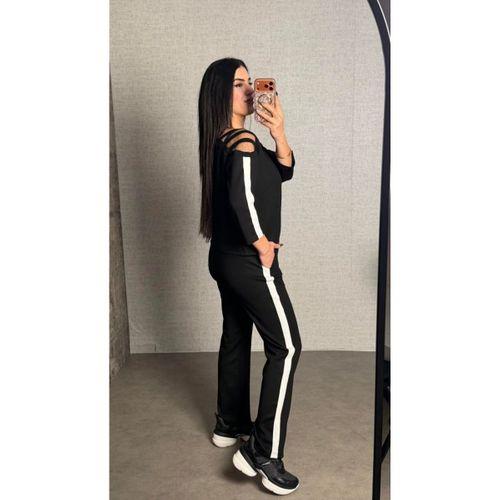 Kadın Uzun Kollu Kolu Tül Yanları şerit Detay Modal Ikili Takım