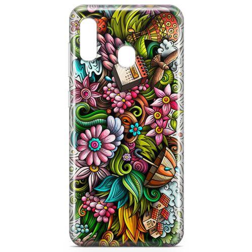 Samsung Galaxy A30 Kılıf Spring Doodle Arka Kapak Koruma Desenli Full Koruyucu