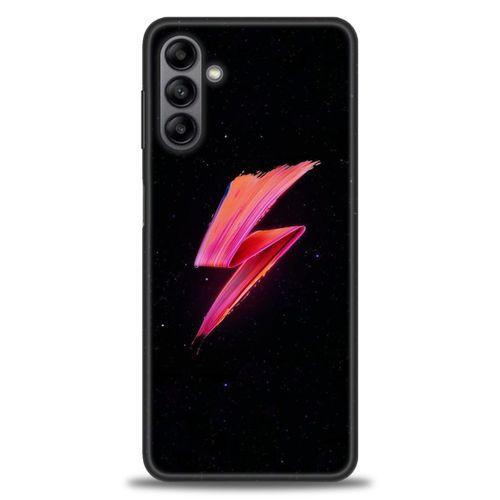 Samsung Galaxy A04S Kılıf HD Baskılı Kılıf - Pembe Şimşek + Tam Ekran Koruyucu