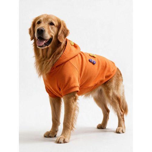 Mariposa Orange Hoodie | Kelebek Detaylı İnce Polar Orta Ve Büyük Irk Köpek Sweatshirt