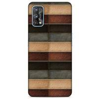 Oppo Realme 7 Pro Kılıf Patchwork (20) Koruyucu Kılıf Bej Siyah