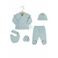 Koala Nakışlı Çizgili 5'li % 100 Pamuk Hastane Çıkış Seti