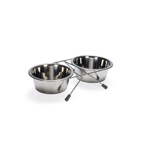 Beeztees Köpek İkili Mama Su Kabı, Paslanmaz Çelik, 16cm, 2x900ml