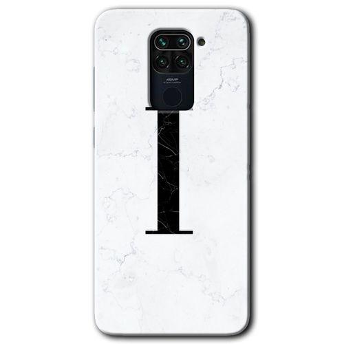 Xiaomi Redmi Note 9 HD Baskılı Kılıf + 9D Tam Ekran Koruyucu - Beyaz Mermer Desenli I Harfi