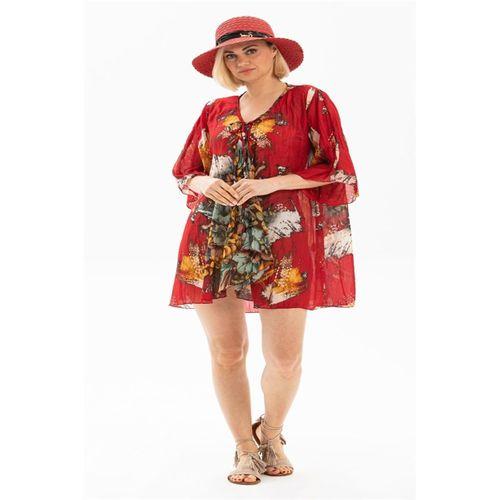 Side Vual Yazlık Pareo Kırmızı 6124