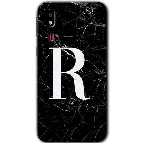 Samsung Galaxy A2 Core Kılıf HD Desen Baskılı Arka Kapak - Siyah Mermer Desenli R Harfi