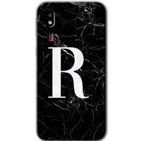 Samsung Galaxy A2 Core Kılıf HD Desen Baskılı Arka Kapak - Siyah Mermer Desenli R Harfi
