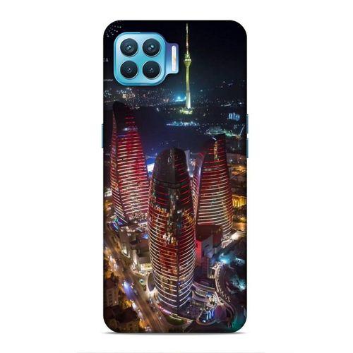 Oppo Reno 4 Lite Uyumlu Kılıf Azarbaijan (33) Hybrid Kılıf Kuleler Gece
