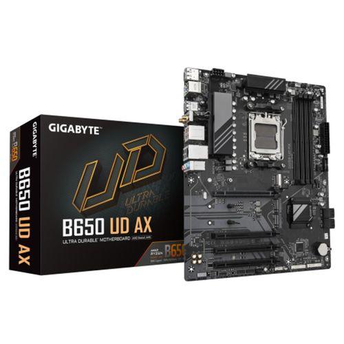 GIGABYTE B650 UD AX, 4xDDR5, 3xM.2, DP, HDMI, Type-C, Wi-Fi 6E, Bluetooth v5.3, AM5 Soket GAMING Anakart