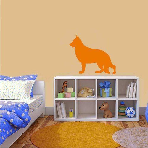 Sevimli Hayvan Dağ Köpeği Silüeti Dekoratif Genç Odası Duvar Sticker, Çıkartma Turuncu