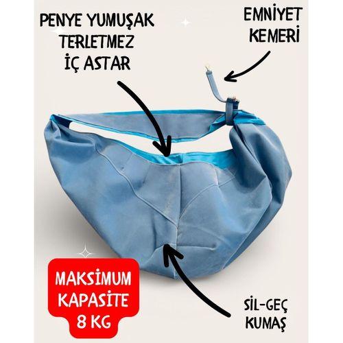 Pastel Mavi Güderi Dokulu Köpek Taşıma Çantası – Emniyet Kemerli