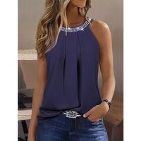 Yakası Taş Önü Pile Detay Halter Yaka Bluz