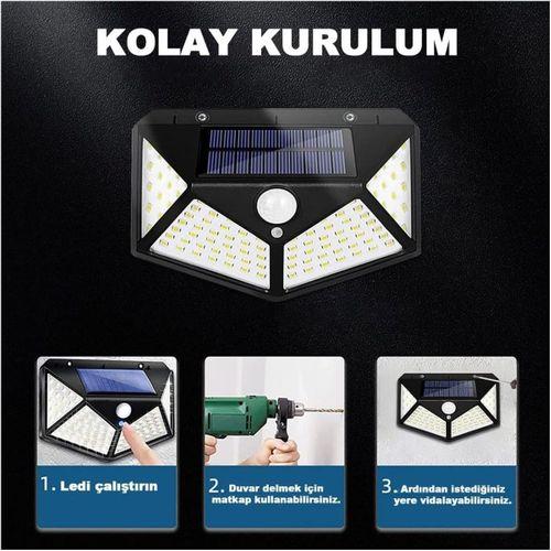 100 Led DIŞ Mekan Solar Aydınlatma Fotoselli Solar Lamba Hareket Sensörlü