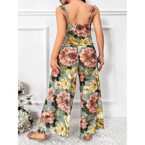 Özel Tasarım Büyük Beden Çiçek Desenli 2'li Pijama Takımı