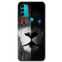 MRCİLETİSİM General Mobile GM 21 Plus Kılıf HD Desen Baskılı Arka Kapak + Temperli Cam - Fire and Ice Lion
