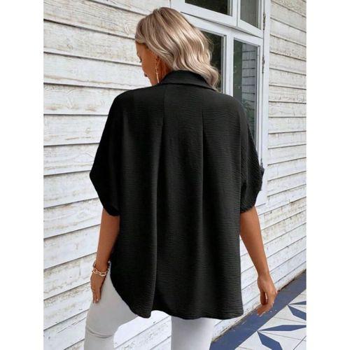 Kadın Aerobin Kumaş Oversize Kısa Kollu Gömlek